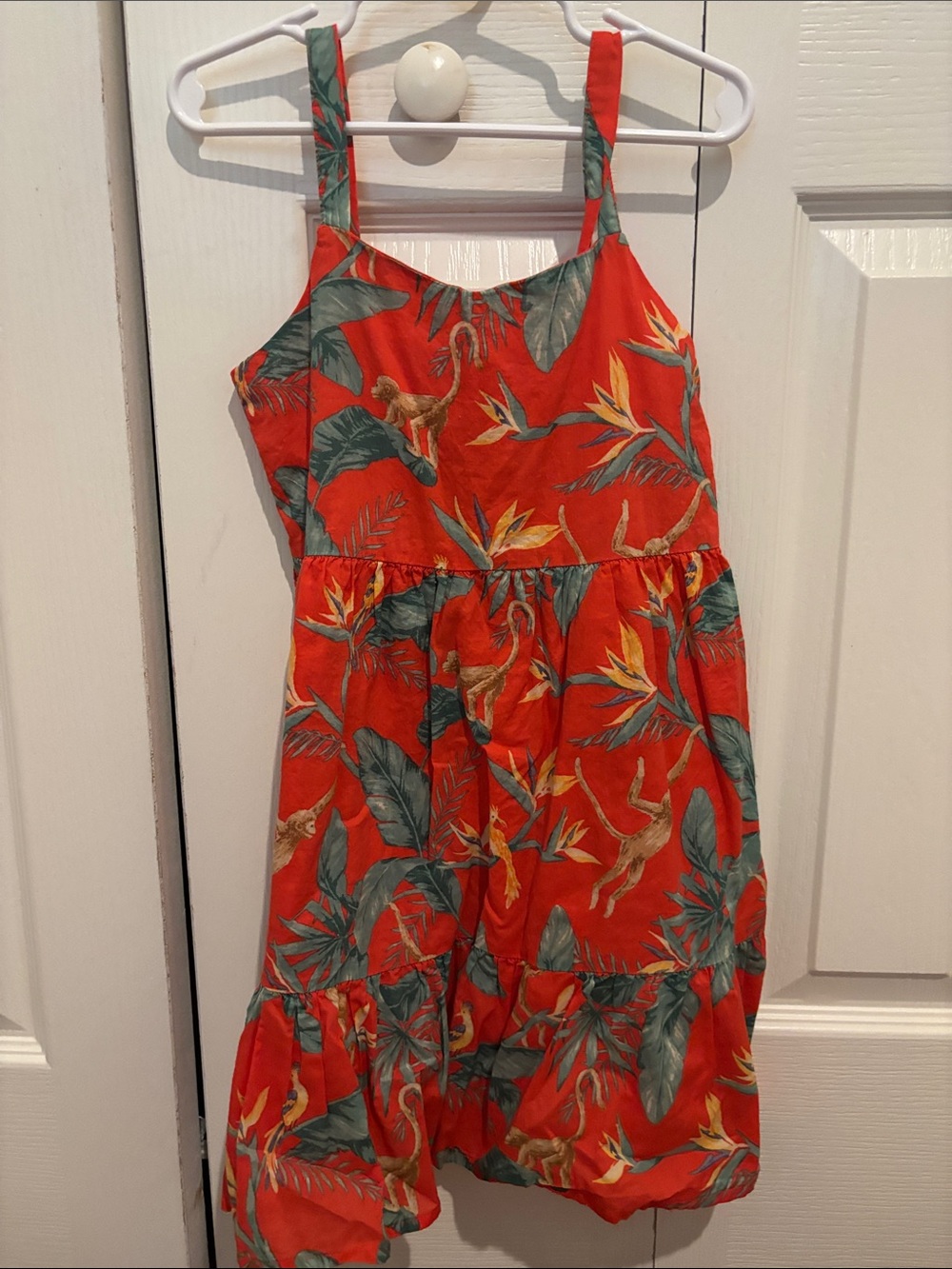 Janie and Jack Red Tropical Monkey Print Sundress